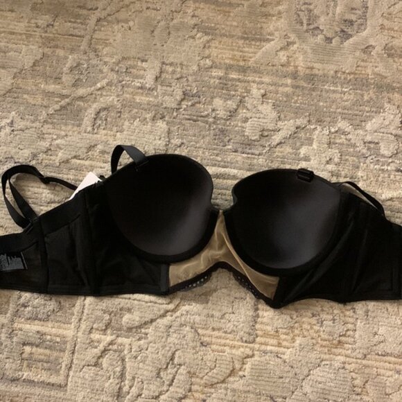 Calvin Klein Black Rose Lace Strapless Longline Bra QF4565, 34C NWT - Picture 7 of 10